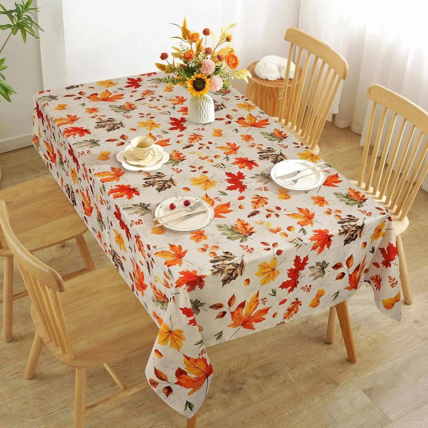 Autumn Maple Leaf Rectangle Tablecloth Table Decor Thanksgiving Waterproof Table Cloth for Wedding Party Thanksgiving Decoration