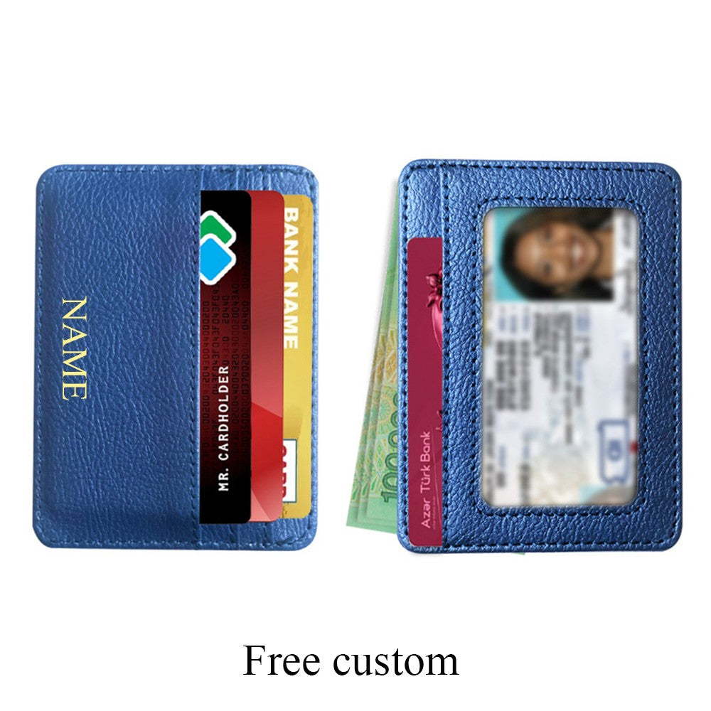 Custom Name ID Card Holder Fashion Slim Women Personalize Initials Mini Credit Card Wallet DIY Men Gift Engrave Logo Cardholder