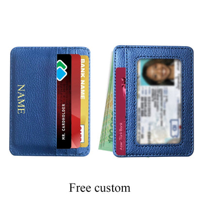 Custom Name ID Card Holder Fashion Slim Women Personalize Initials Mini Credit Card Wallet DIY Men Gift Engrave Logo Cardholder