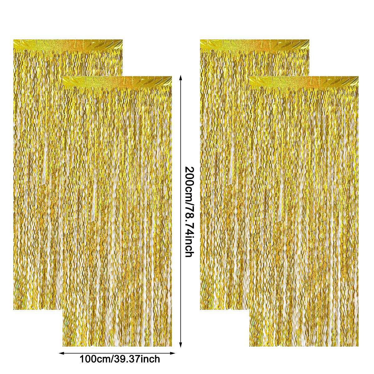 1x2m Wave Pattern Foil Curtain Decor Balloon Rain Tinsel Fringe Streamer Background for Birthday Party Wedding Decoration