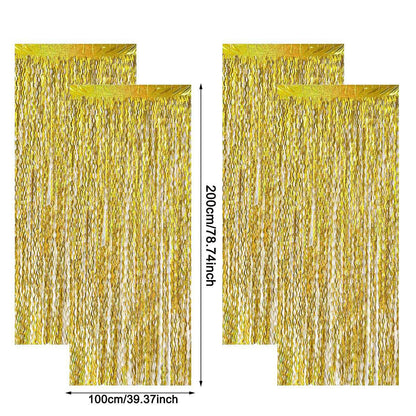 1x2m Wave Pattern Foil Curtain Decor Balloon Rain Tinsel Fringe Streamer Background for Birthday Party Wedding Decoration