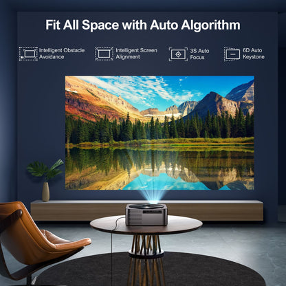 Projetor ULTIMEA Apollo P40 Full HD 1080P Nativo, Suporte a 4K, Projetor de Cinema Doméstico Inteligente com WiFi, Bluetooth e Foco Automático