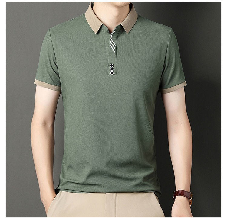 High quality short sleeve men's POLO shirt summer fashionable stripe design soft golf top comfortable ventilate casual T-shirt