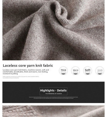 Autumn Winter Women's Mid-Length Knitted Pleated Skirt High Waist A-Line Long Skirt Loose Fuzzy Wool Skirt Double ket