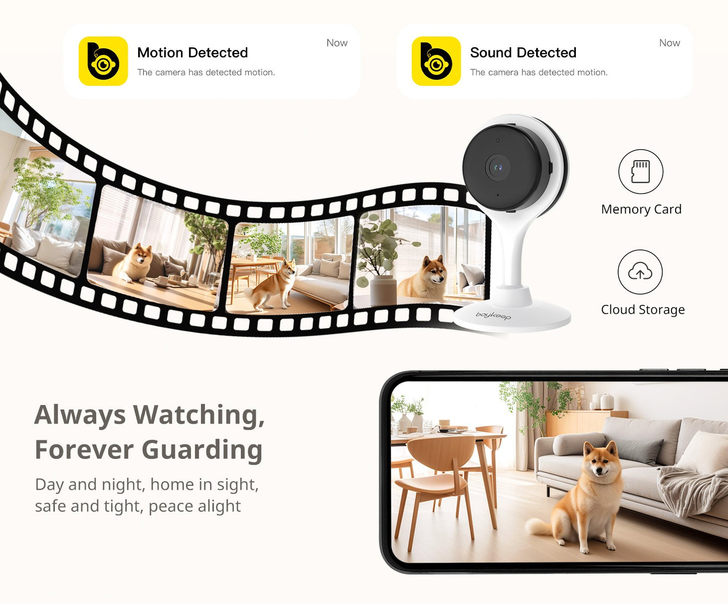 Boykeep 2K 5G/2.4GHz Wi-Fi Indoor Security Camera, Camera for Baby/Elder/Dog/Pet with Phone app, 2-Way Audio Baby Monitor Camera