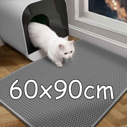 Tapete higiênico para gatos 60CMX90CM à prova d'água, camada dupla, para caixa de areia, tapete para gatos, tapete lavável e antiderrapante, para limpeza de animais de estimação