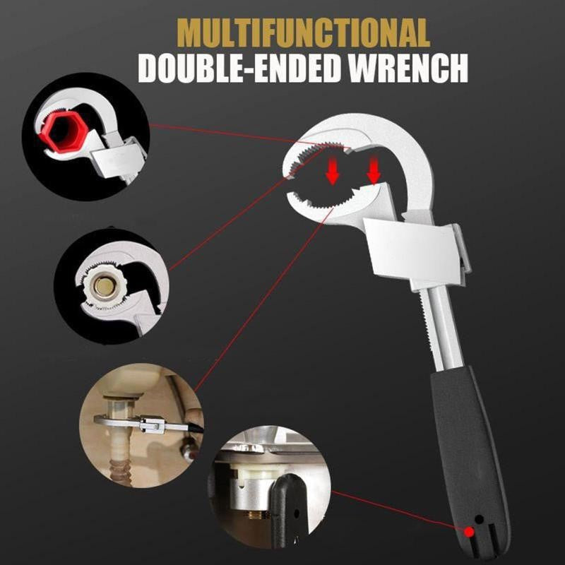 Chave de Tubo de Água Ajustável Multifuncional Chave Dentada em Arco Circular para Torneira de Banheiro Kit de Manutenção Manual