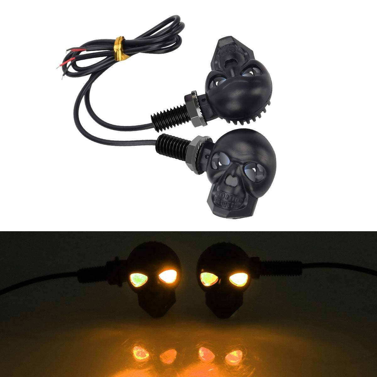 2x Mini Moto LED Luz de Seta Indicador de Seta em Formato de Caveira DRL Dianteiro Traseiro para Honda Yamaha Honda