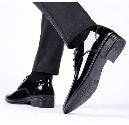 Men's Casual Dress Shoes Mesh Pattern Derby Shoe Classic Lace-up Pointed Formal Oxford Tuxedo Shoes For Men