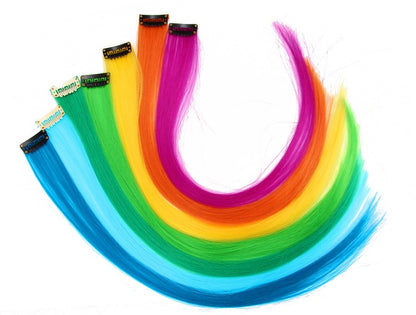 Apliques Sintéticos Presilha de Uma Peça Extensões de Cabelo Arco-Íris Cabelo Sintético Liso Peças de Cabelo de 45cm Longo Ombré Rosa Roxo Vermelho Azul