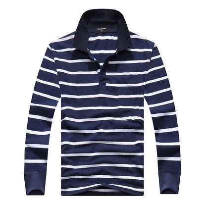 Cotton Polos Men Long Sleeve Mens Polo Shirt Spring Autumn Striped Male Polo Dress Classic Business 2018 Father Gift Drop Ship
