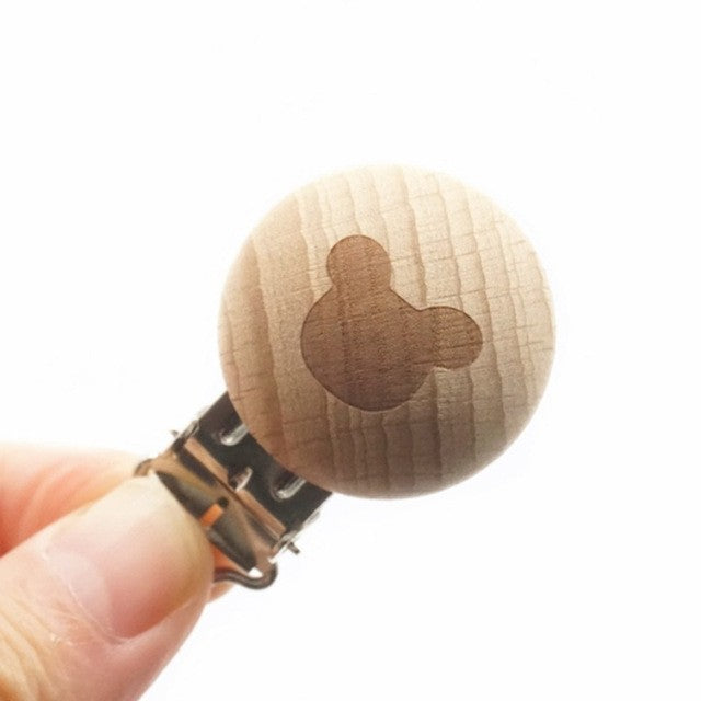 5PCS Wooden Rabbit Pacifier Clip Baby Accessories Wooden Animal Pacifier Metal Holder Elephant Pacifier Wooden Baby Teeth