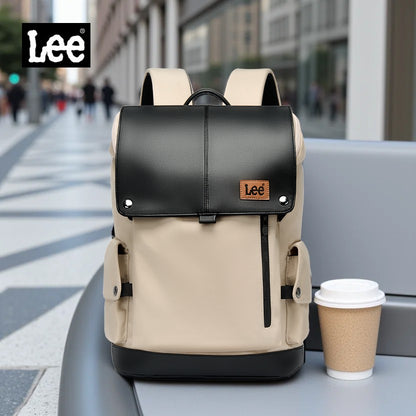 LEE New Korea Style Flip Leather Backpack Women Men Large Capacity Business Commuter Travel Rucksack Buy Laptop School Book Bag