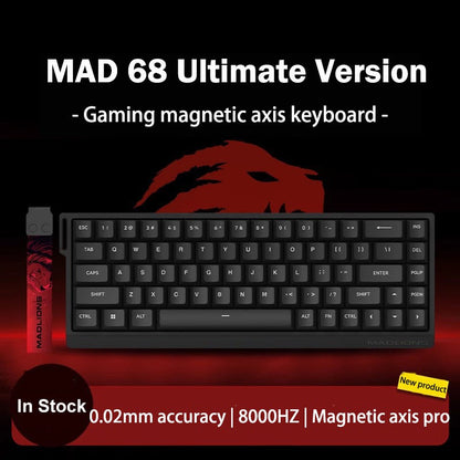 Teclado Gamer Switch Magnético MADLIONS MAD 60/68HE Com Fio Drive Web Custom 8K 61/68 Retorno RT Ajustável Hot Swap