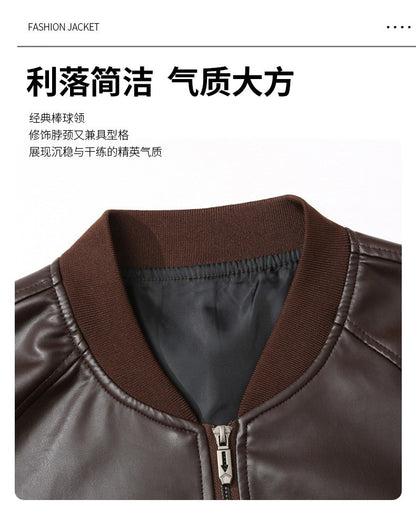Spring Autumn Men Motorcycle Leather Jacket Junior Coat Men Stand Up Collar Casual Handsome Leather Jacket men Jacket