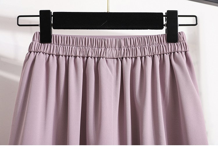 Ladies' Summer High Waist Plus Size Skirts 2026 Mid To Long Flowing Suit Skirt New Style Casual Solid Color A-line Skirt