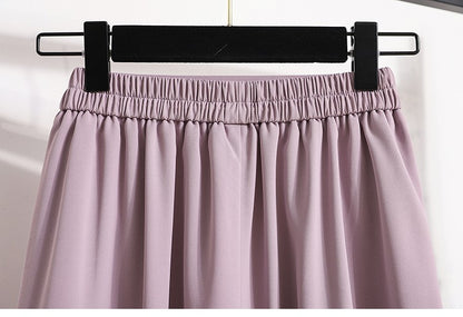 Ladies' Summer High Waist Plus Size Skirts 2026 Mid To Long Flowing Suit Skirt New Style Casual Solid Color A-line Skirt