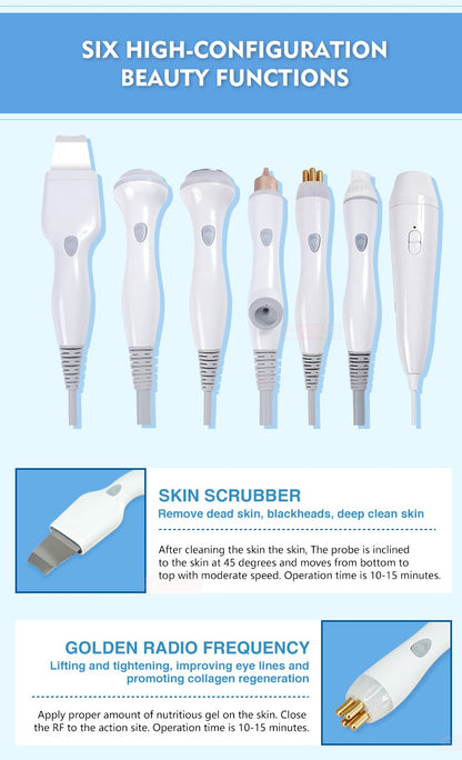 7 in 1 Smart Ice Blue Multifunctional Facial Care Instrument Facial Deep Cleansing Hydrating Microdermabrasion Machine