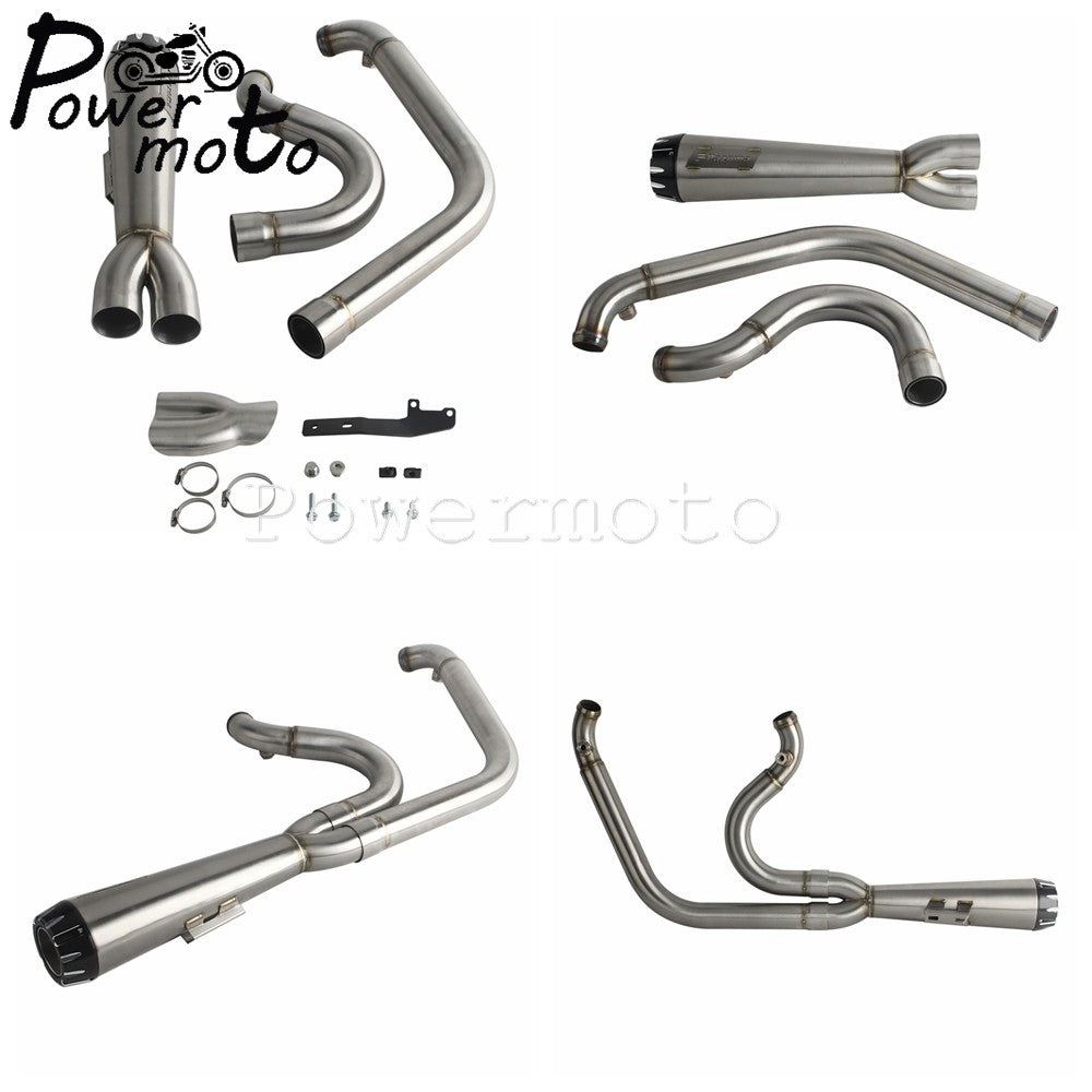 Motorcycles 2-Into-1 Exhaust Muffler Pipes Tube For Harley Dyna Fat Bob Low Rider S Street Bob Wide Super Glide FXD 2006-2017