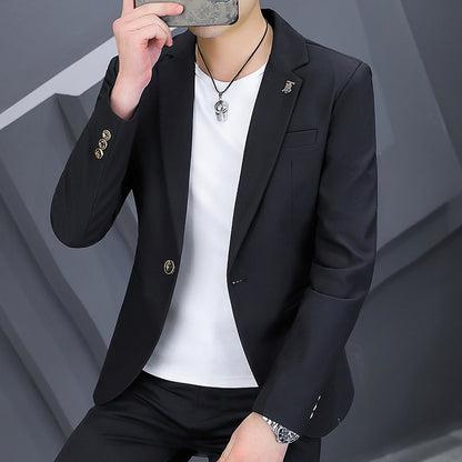 High-quality, fashionable, stylish, versatile and trendy business casual suit men's solid color fitted top