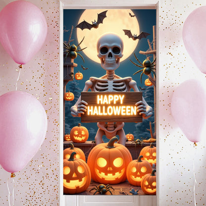 Happy Halloween Celebration Party Decoration Horror Skeleton Spooky Banner For Haunted House Door Cover Home Halloween Lining