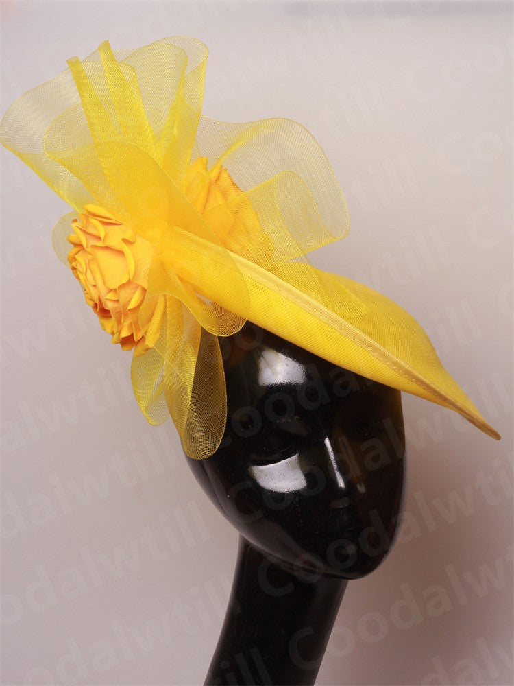 Fascinator Feminino Azul Marinho Chic Chapéu Elegante para Royal Ascot Millinery Noiva Casamento Coquetel Acessórios de Cabelo Véus e Acessórios para Cabeça