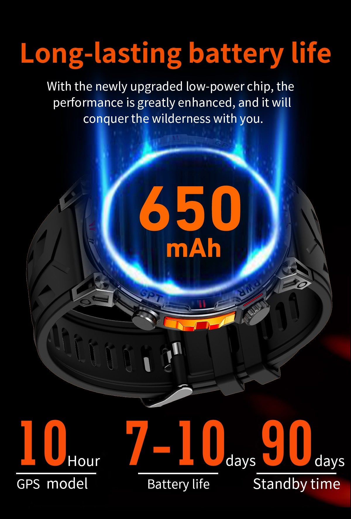 2025 Novo Relógio Inteligente Militar GPS para Exteriores Masculino 650mAh Bússola Altímetro 10ATM à Prova D'água Frequência Cardíaca Chamada Esportiva Smartwatch