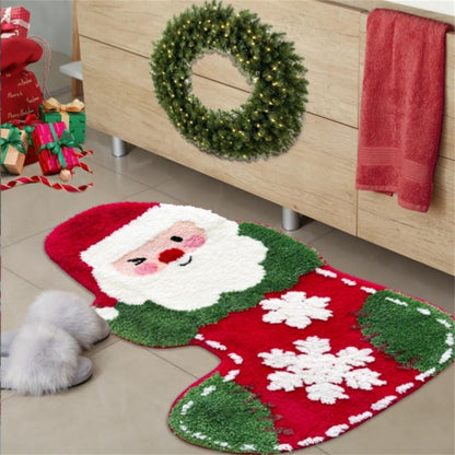 Christmas Mats Imitation Cashmere Carpet Bathroom Room Living Room Absorbent Non Slip Floor Mat Carpet Door Mat Home Party Decor