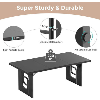 71 inch Large Dining Table for 6-8, Modern Rectangular Kitchen Table, Dinner Table Furniture with Metal Legs for Dining Room