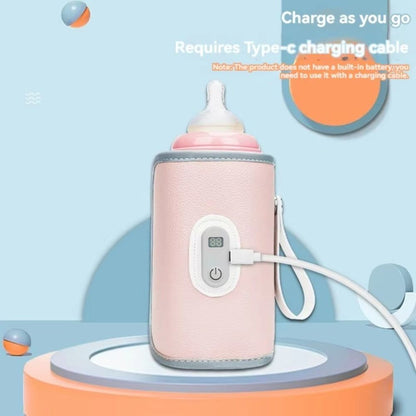Digital Baby Bottle Warmer Type-C 5 Levels Milk Bottle Insulation Cover LED Display Heating Bottle Thermal Heater
