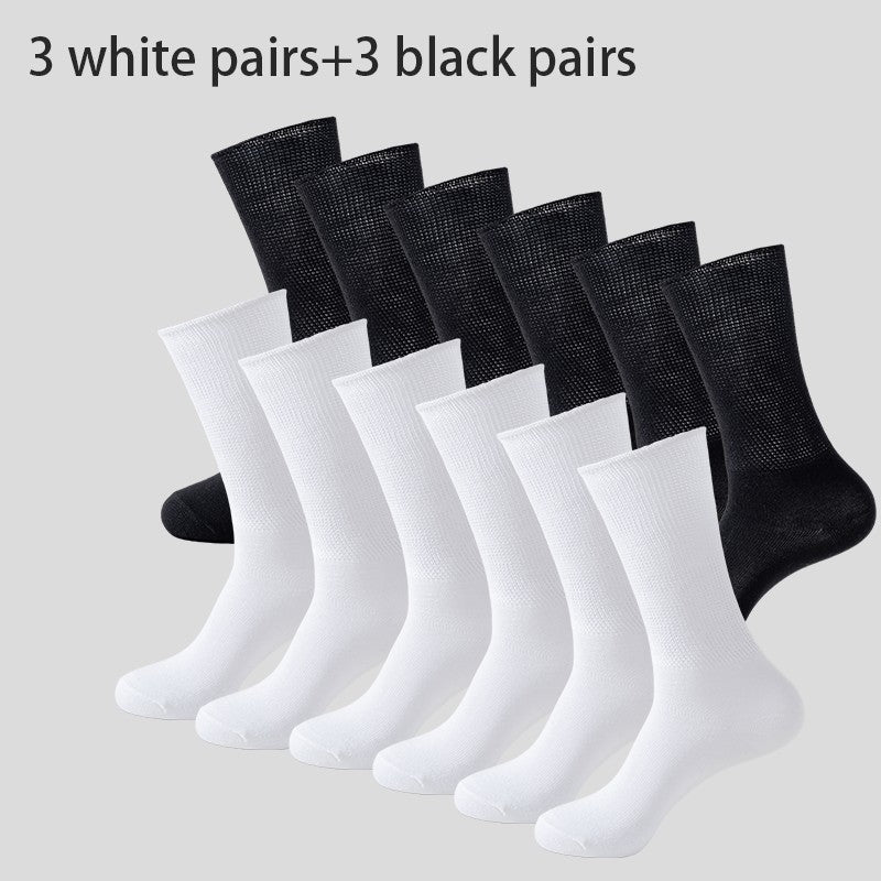 6Pairs Comfortable and Supportive Diabetic Socks for Men Moisture wicking Fabric Non-binding Top business socks