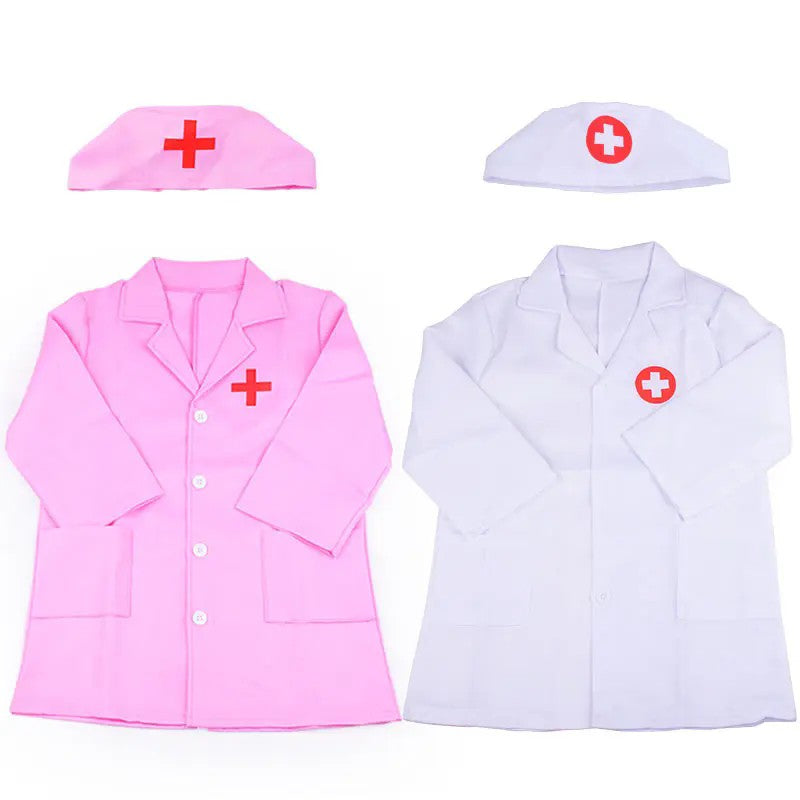 Kids Doctor/Nurse Clothing with Hat Children Cosplay Costumes Halloween Play the Role Props Uniform for Boys and Girls TMZ