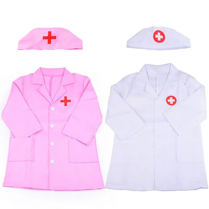 Kids Doctor/Nurse Clothing with Hat Children Cosplay Costumes Halloween Play the Role Props Uniform for Boys and Girls TMZ