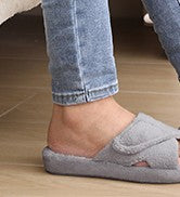 Comwarm Waffle Indoor Cotton Slippers For Women Open Toe Anti-Slip Home Slippers Four Seasons Flats Slippers with Arch Support