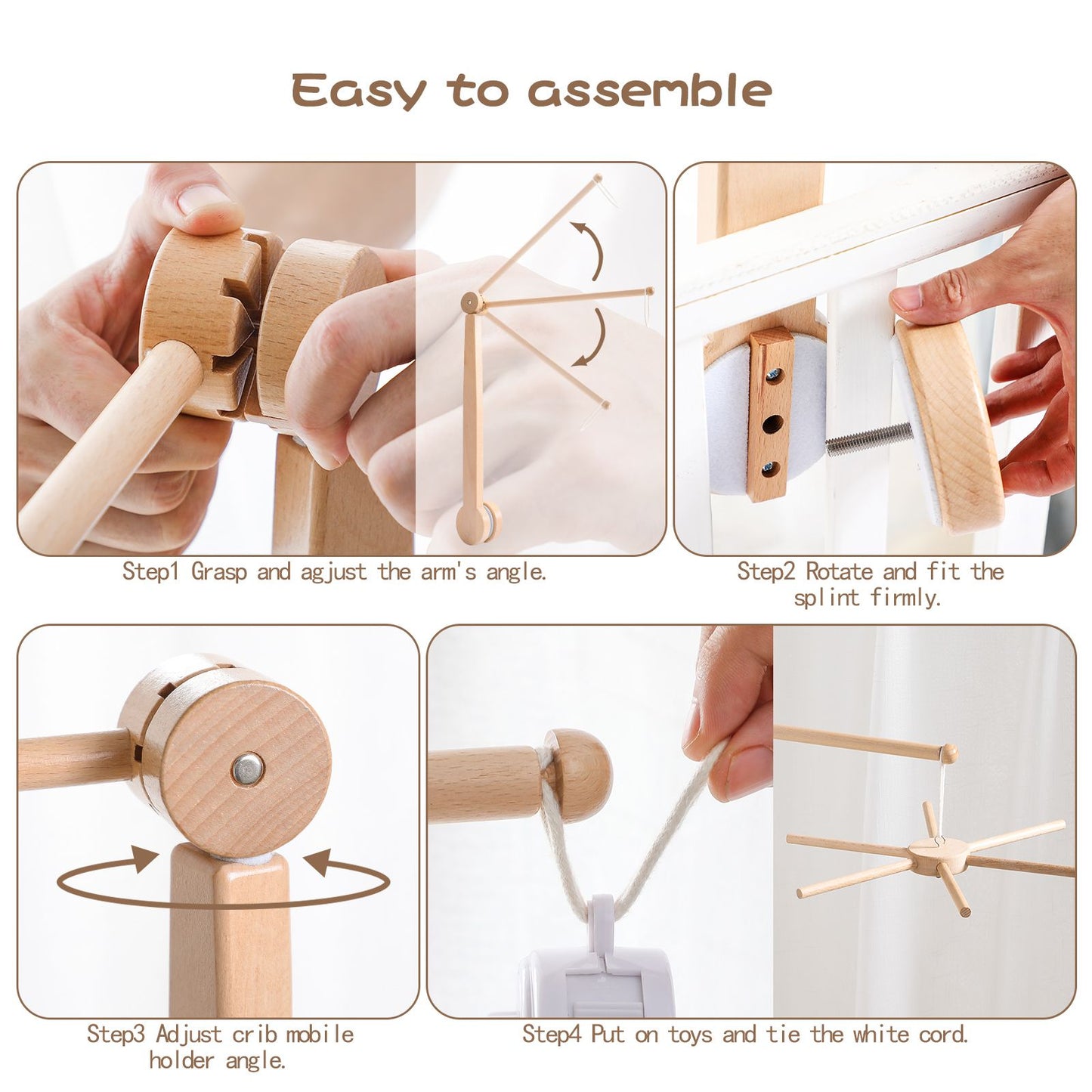 Baby Wooden Bracket Bed Bell 0 6 Months Toy Bracket Accessories Hanging Bracket Soft Mobile On the Bed Baby Room Decoration Crib