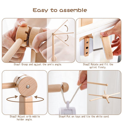 Baby Wooden Bracket Bed Bell 0 6 Months Toy Bracket Accessories Hanging Bracket Soft Mobile On the Bed Baby Room Decoration Crib