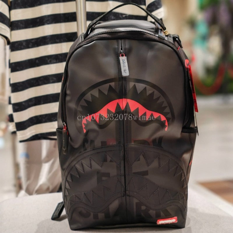 Fashion Shark Letter Transparent Backpack Men Sport Waterproof PVC Clear Plastic Schoolbag Casual Street Large Capacity Rucksack