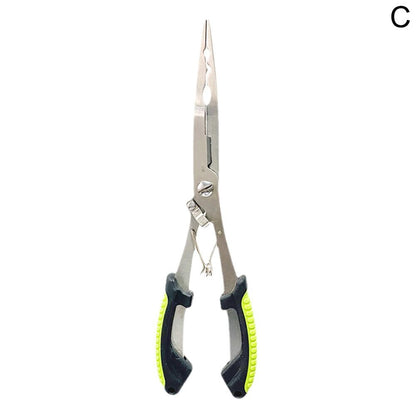 Alicate Luya Multifuncional de Aço Inoxidável Alicate de Pesca Acessórios de Pesca Alicate de Boca de Peixe Gancho Com Cabo de Borracha