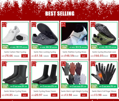 Santic Pro Triathlon Cycling Shoes Mens Road Riding Biking Sneakers Upgraded Glassfiber Outsole Breathable Bicycle Lock Shoes