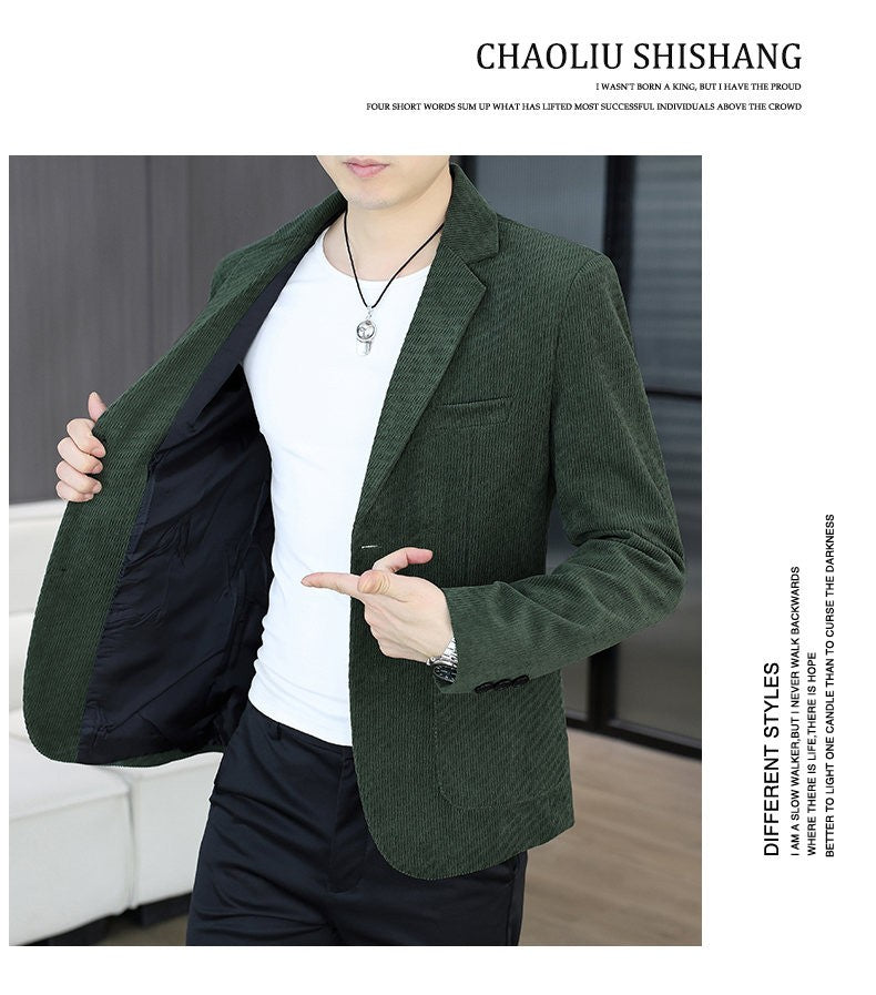 Blazer's New Men's Fashion Outdoor Travel Camping Youth Wedding Hosting Campus Slimming Casual Solid Color Korean Version Blazer