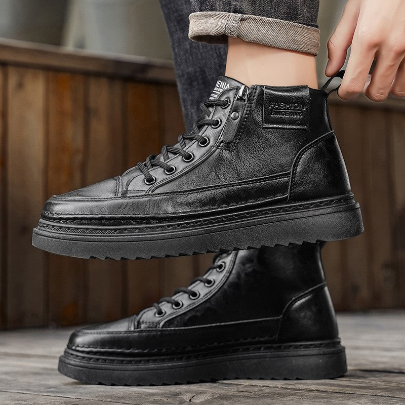 Men Boots Winter High Top Leather Shoes Fashion Cotton Shoes Fashion Ankle Boots Business Casual Outdoor Shoes Male Sneakers New