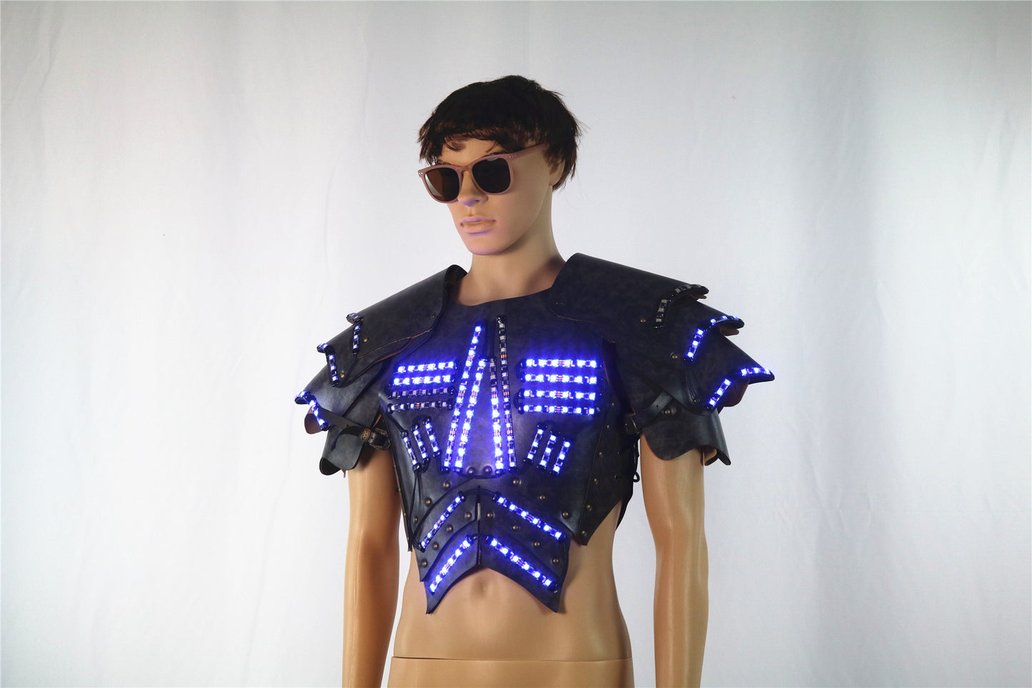 Men's Luminous Clothing Night Show Props Halloween LED Luminous Armor Stage COSPLAY Fluorescent Party Vest