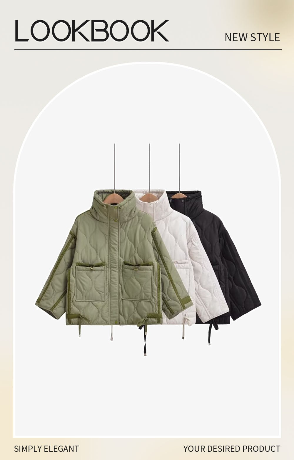 2024 autumn new women's fashion pocket decoration loose long sleeved stand collar diamond grid cotton jacket short jacket