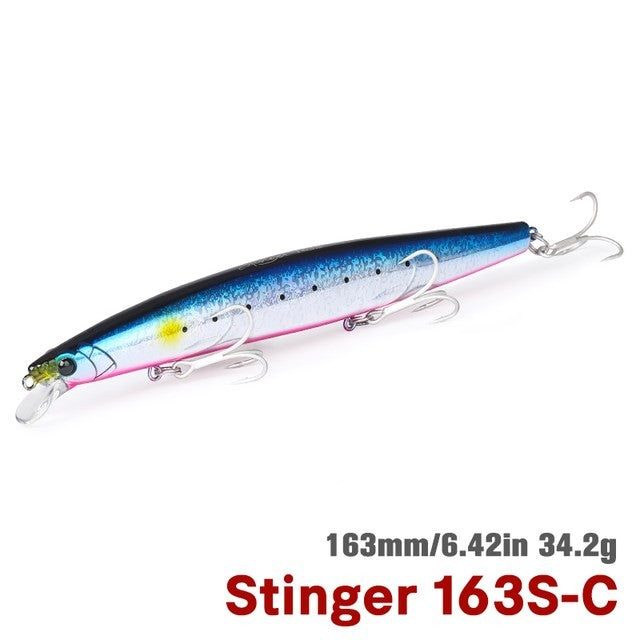 TSURIKNOYA STINGER 163S Isca Artificial Minnow de Fundo para Água Salgada com Lançamento Ultra Longo 163mm 34.2g Iscas Rígidas para Robalo