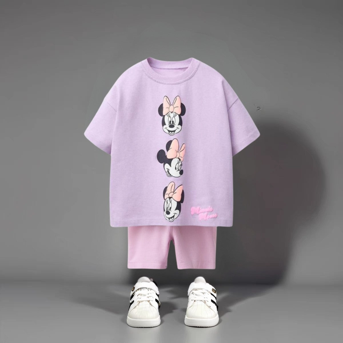 Cartoon Minnie Mouse Girls Short Sleeve Suit Boutique Children's Wear Set Summer Clothes Cartoon Cute Baby Girl T-shirt + Shorts
