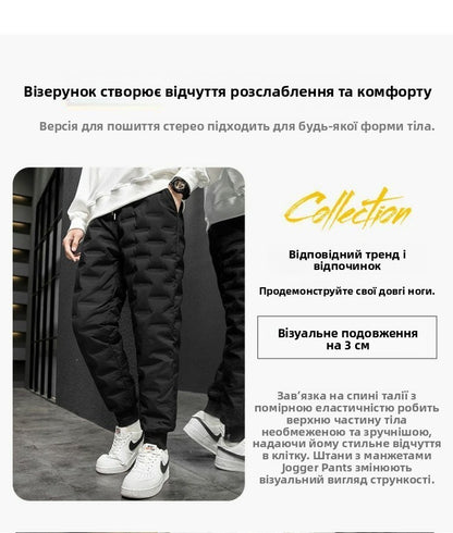Calças Masculinas de Algodão com Penugem Corta-Vento Impermeáveis Quentes Esportivas de Inverno Soltas para Neve Longas Jovens Casuais Modernas ...
