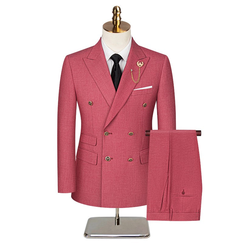 2025 Suit (Blazer+ Trousers) Men's Fashionable Gentleman Business Double-breasted British-style Banquet Host Casual Wedding Suit