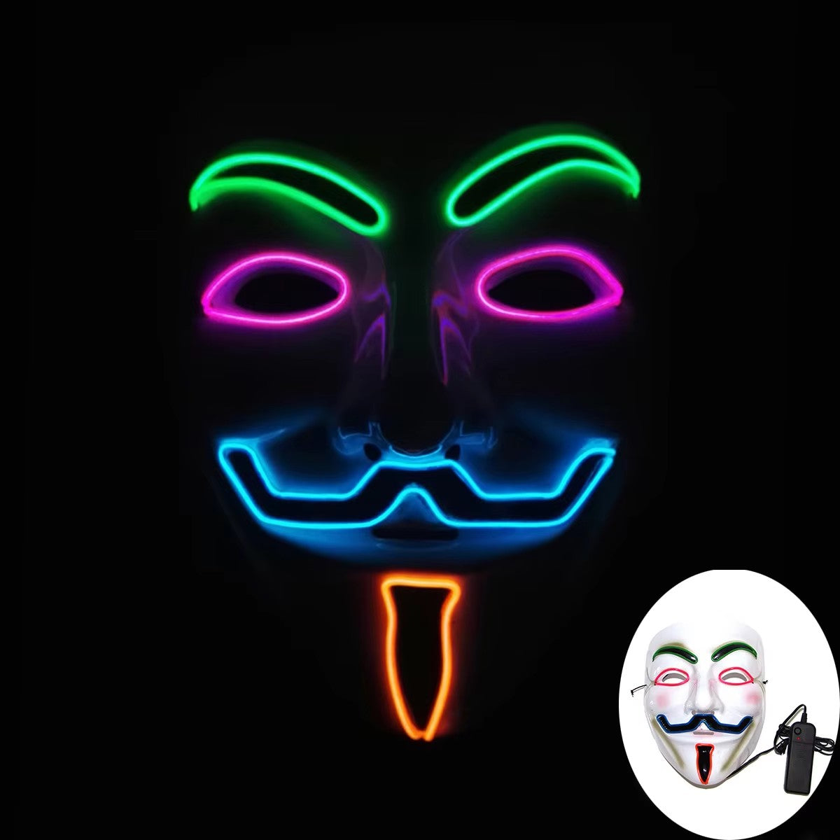 Halloween LED Vendetta Mask Night Club Carnival Party Festival Decoration Cosplay Vendetta Guy Fawkes Mascara Glowing V Mask