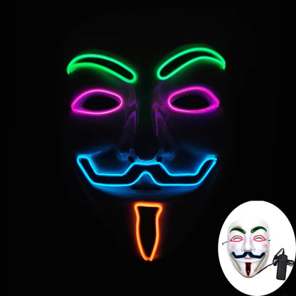 Halloween LED Vendetta Mask Night Club Carnival Party Festival Decoration Cosplay Vendetta Guy Fawkes Mascara Glowing V Mask