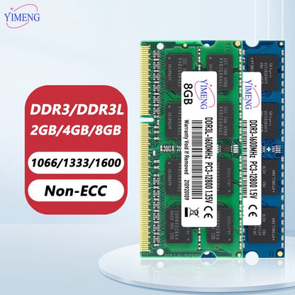 Memórias RAM para Notebook DDR3 DDR3L 4GB 8GB PC3L 1.35V 1066 1333 1600Mhz PC3 1.5V 8500 10600 12800 204 Pinos SODIMM
